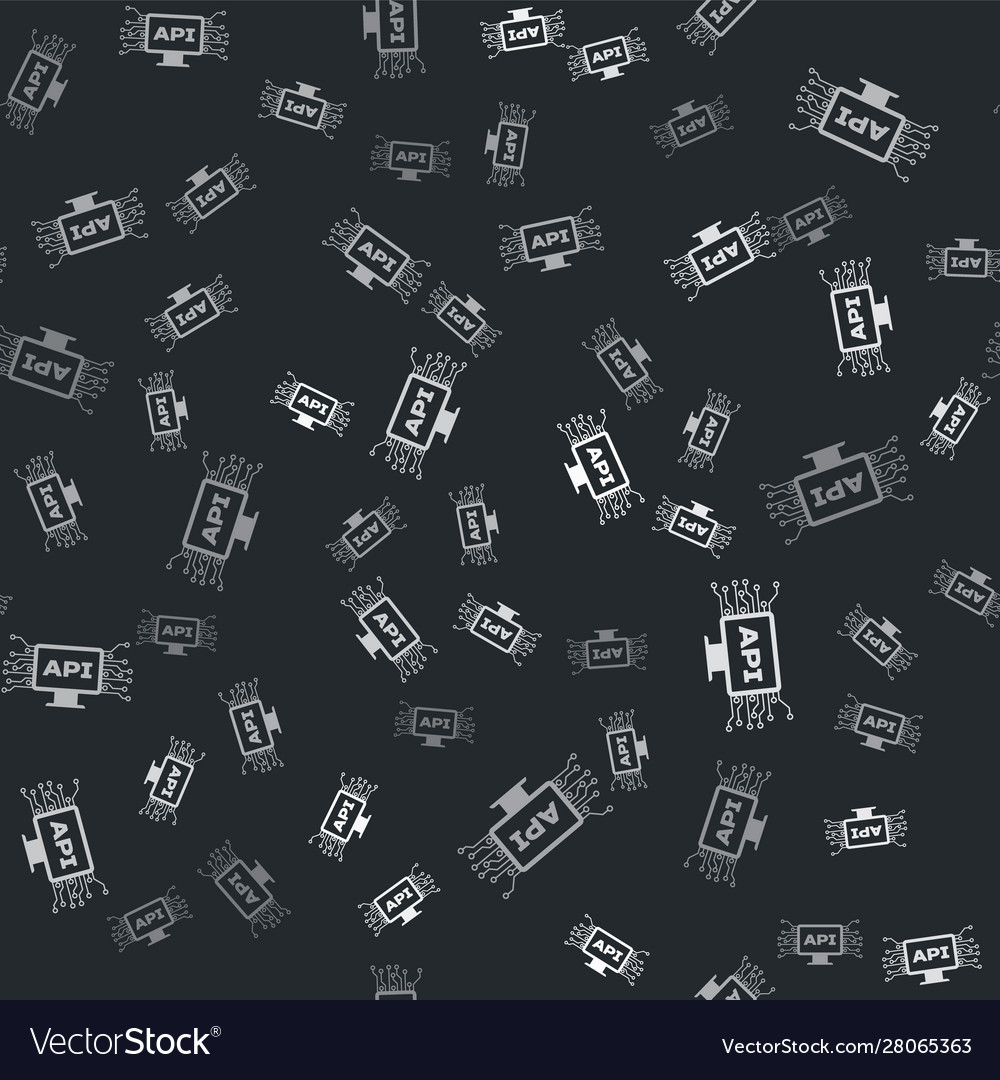 Grey computer api interface icon isolated seamless vector image Grey computer api interface icon isolated seamless