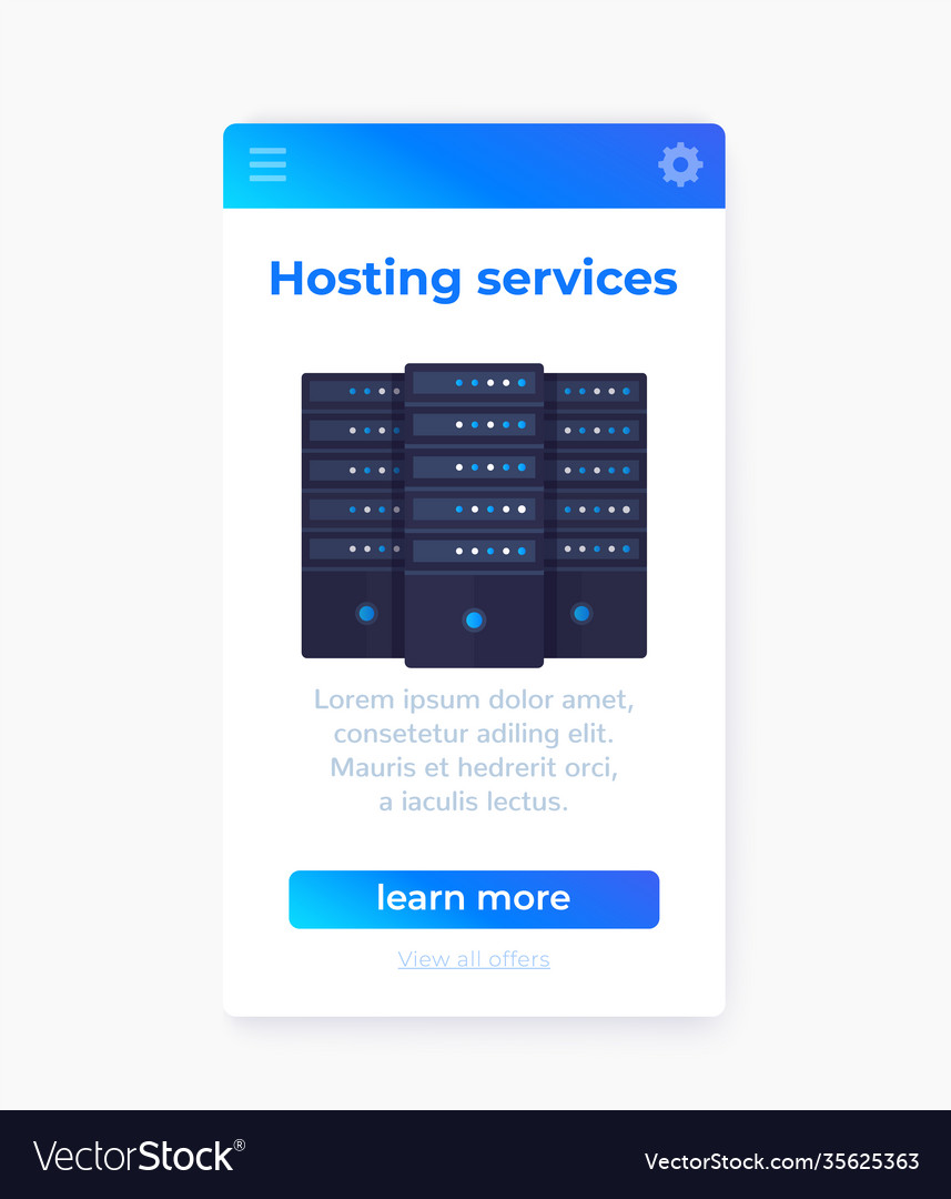 Hosting services mobile app ui design vector image Hosting services mobile app ui design