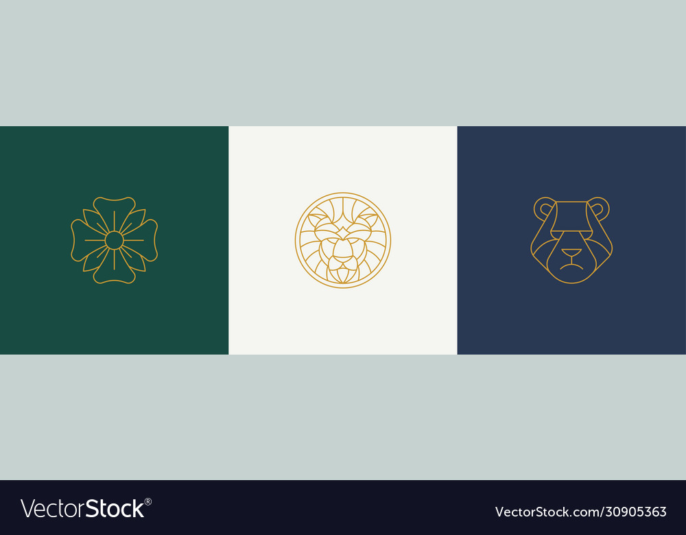 Line decoration design elements set - lion vector image Line decoration design elements set - lion