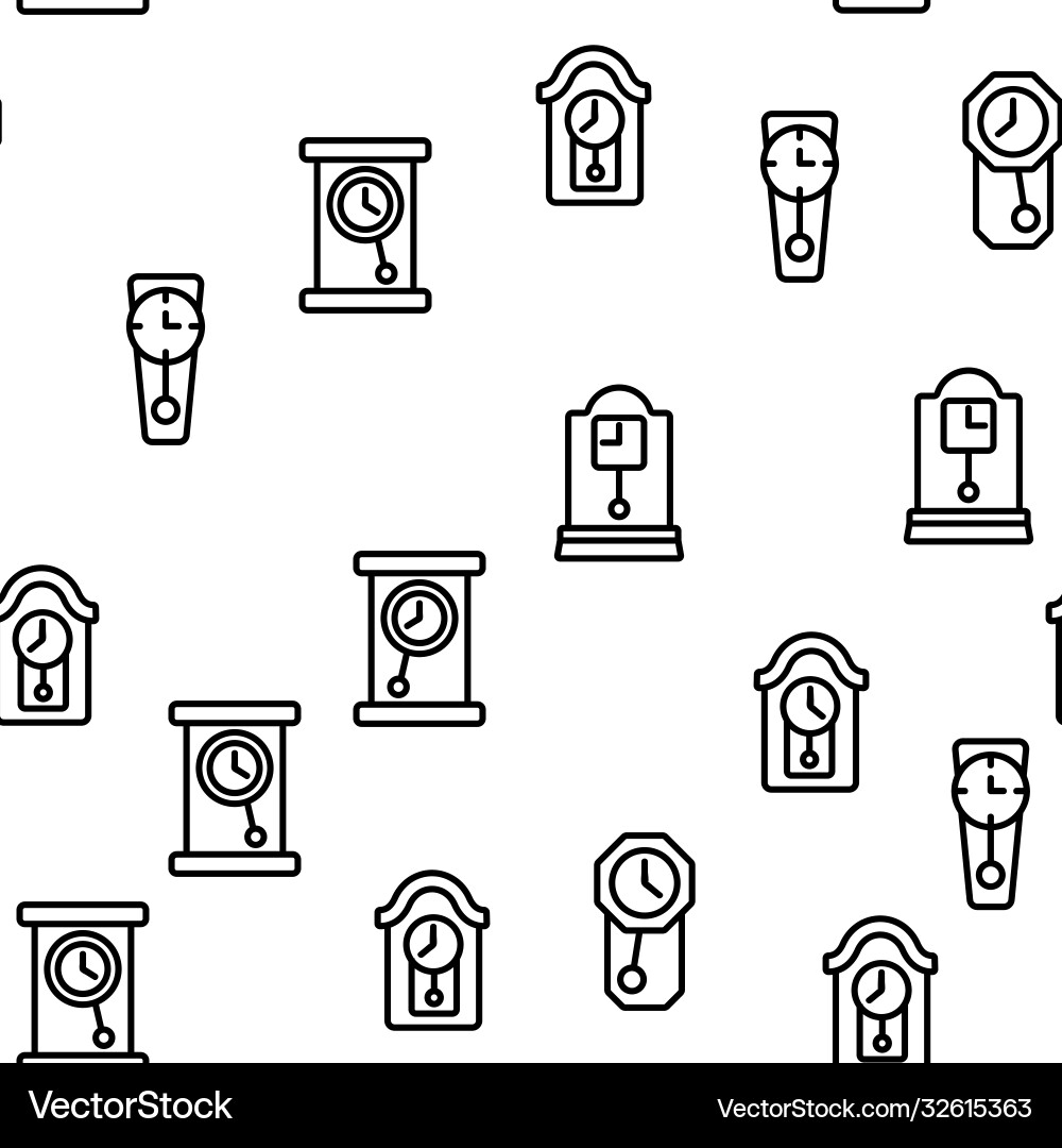Pendulum clock device seamless pattern Royalty Free Vector