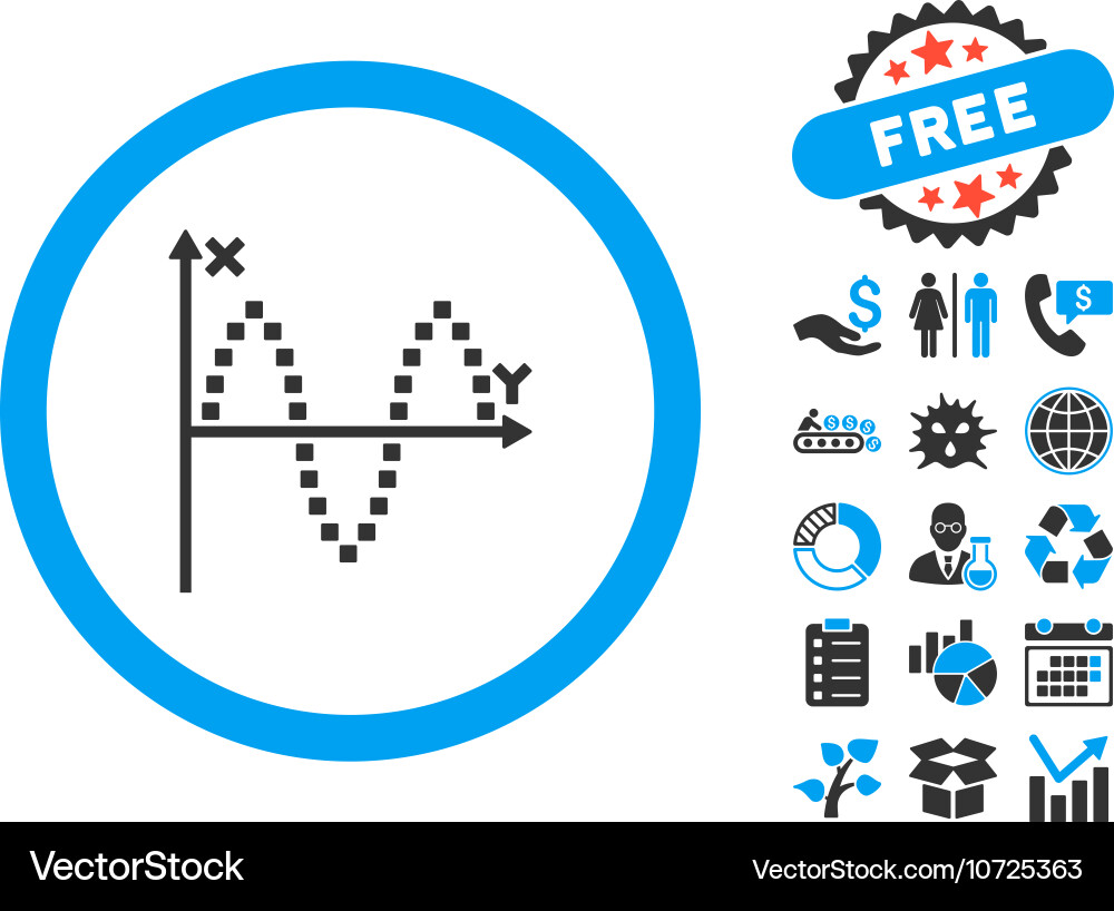 Sinusoid plot flat icon with bonus Royalty Free Vector Image