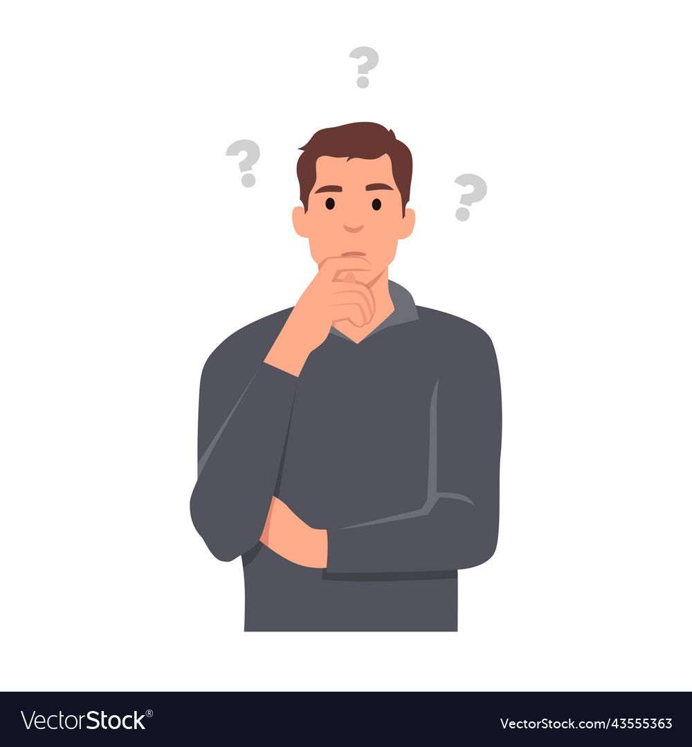 Young man is thinking question mark Royalty Free Vector