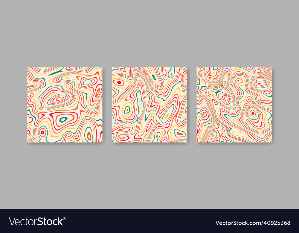 Abstract distorted colorful stripes background set