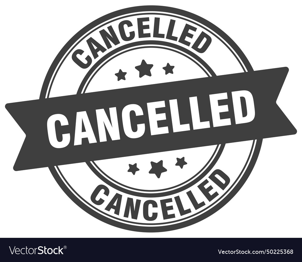 Cancelled stamp label on transparent Royalty Free Vector