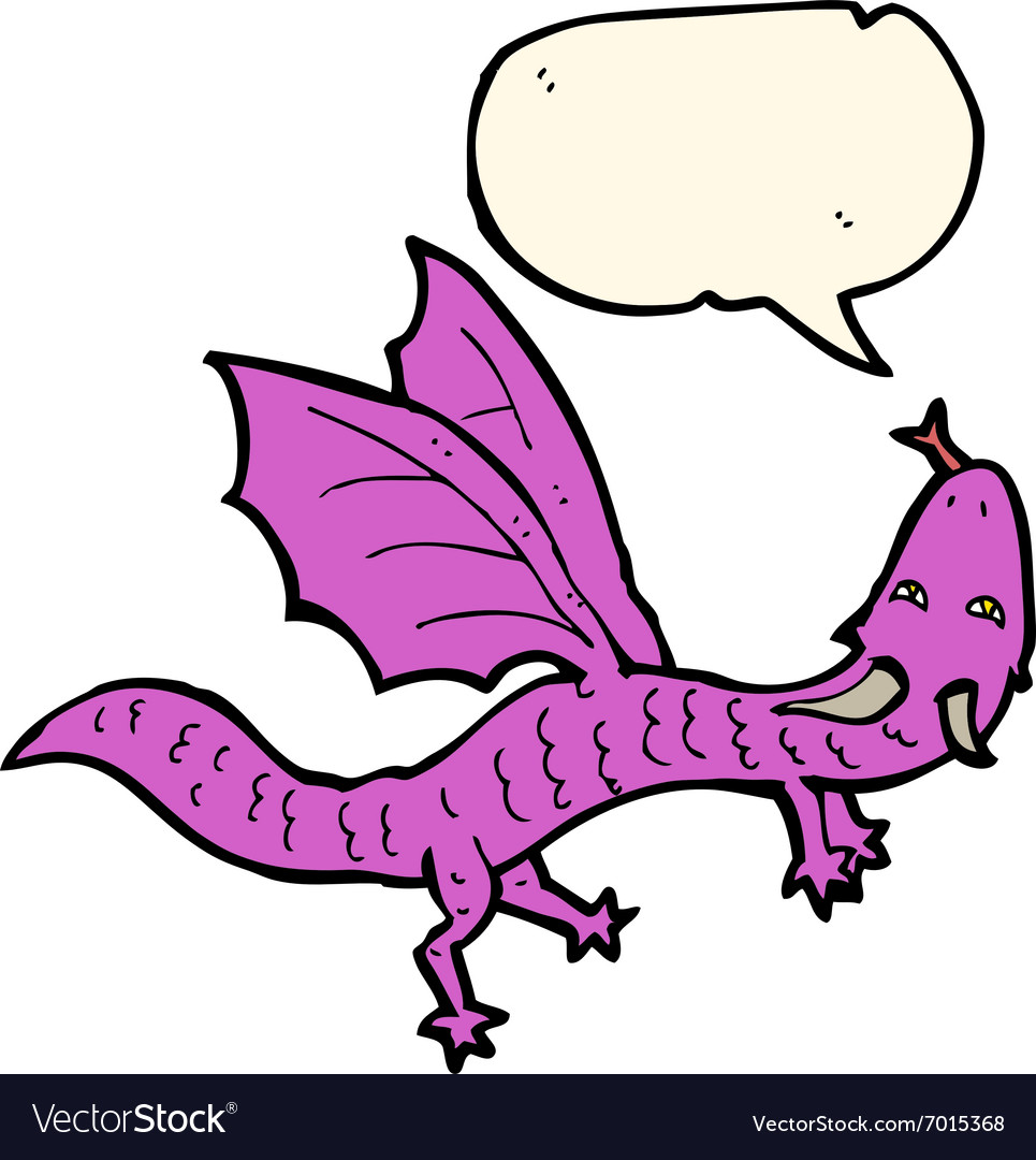 Cartoon little dragon with speech bubble