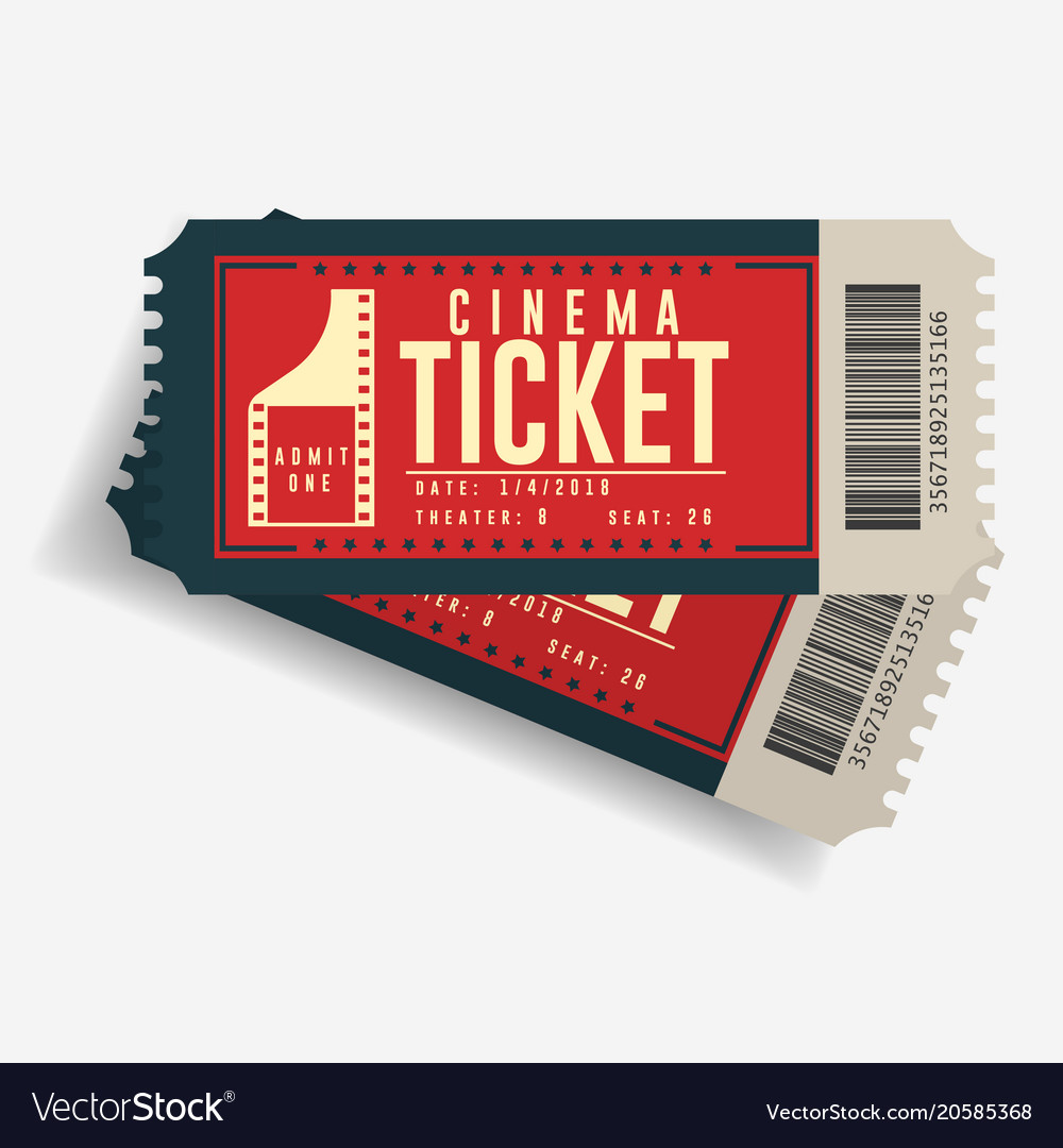 Cinema ticket icon movie cardboard pair Royalty Free Vector