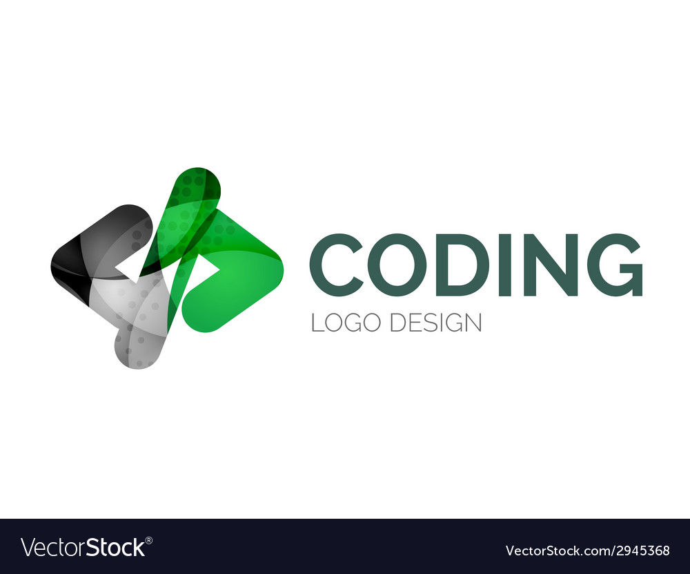 Code icon logo design made of color pieces