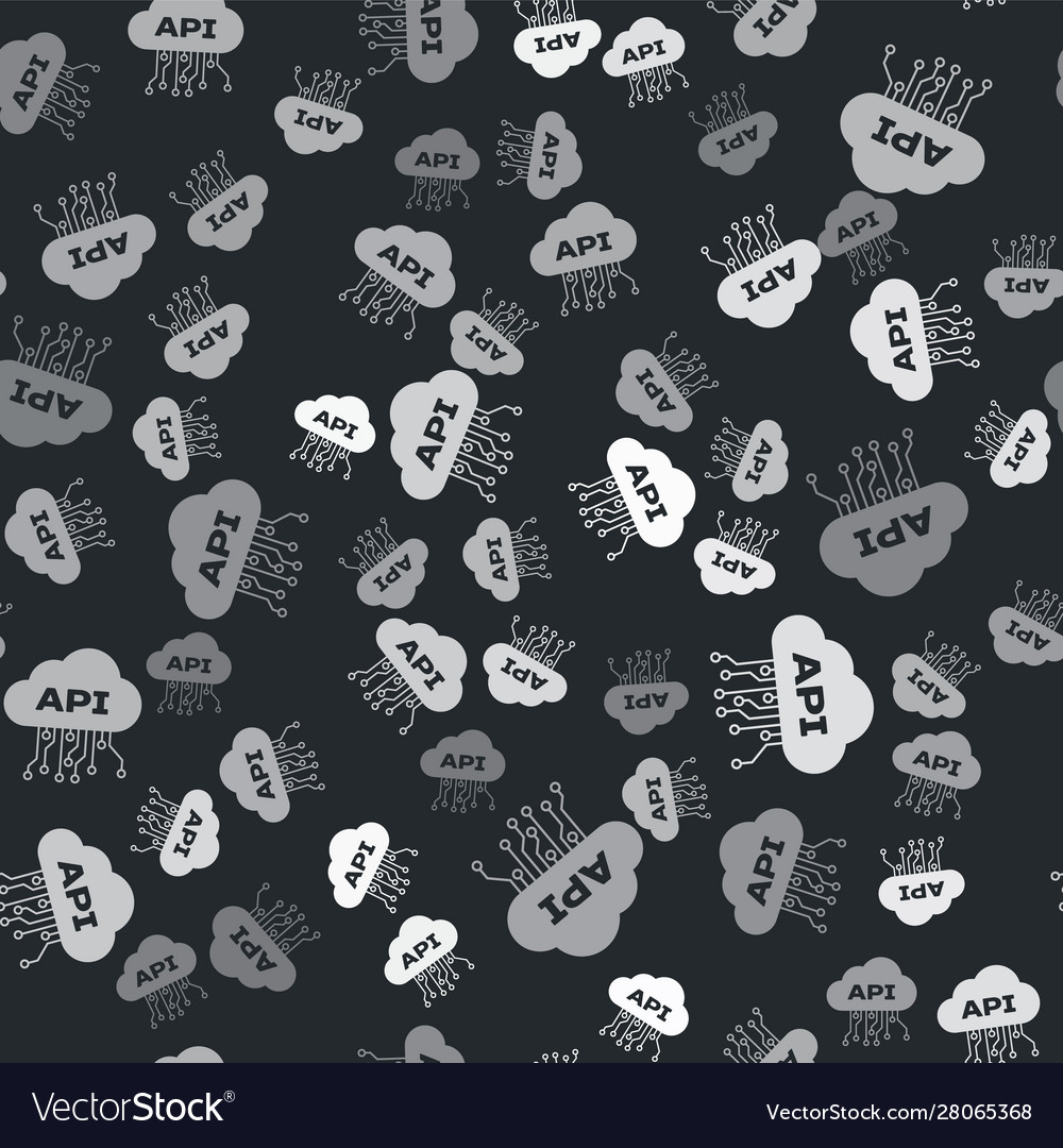 Grey cloud api interface icon isolated seamless vector image Grey cloud api interface icon isolated seamless