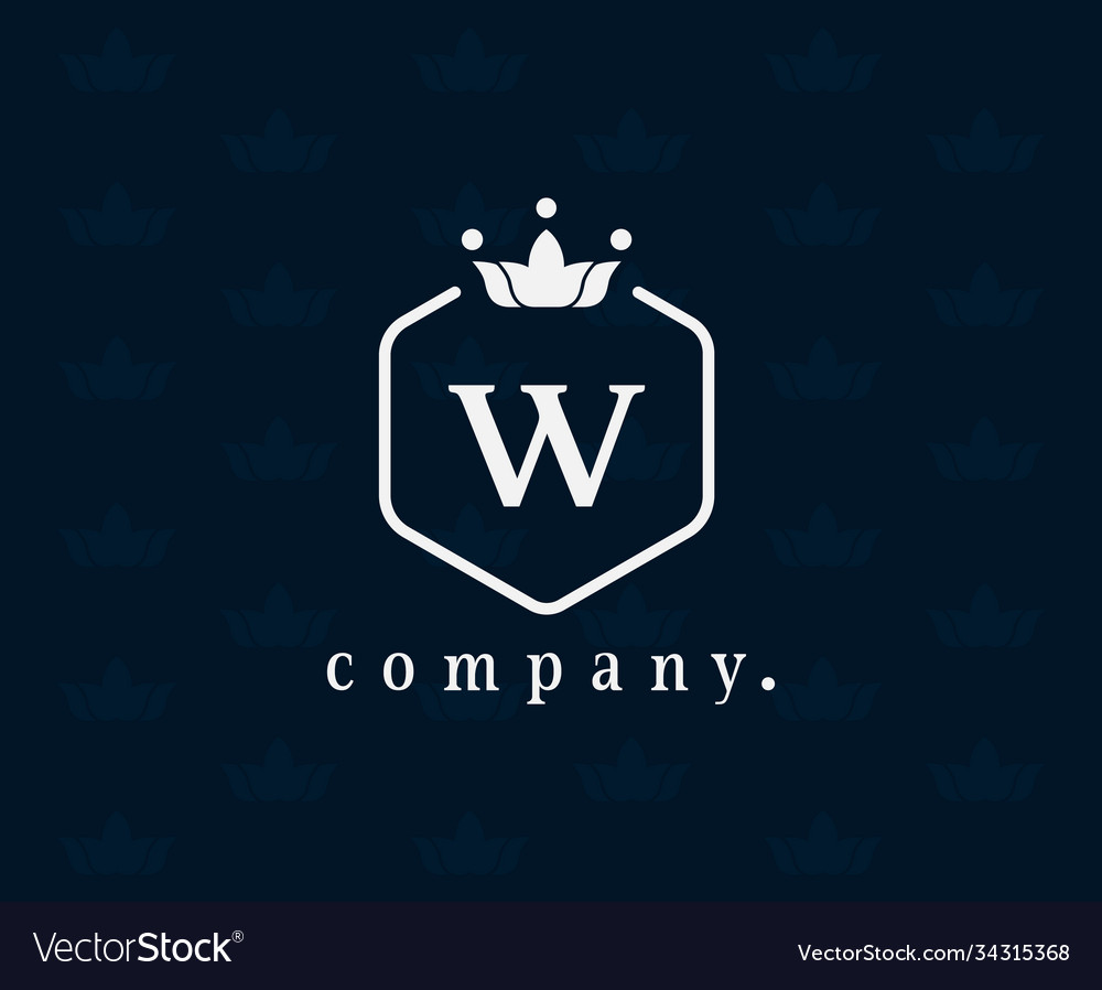 Letter w floral and crown logo design elements