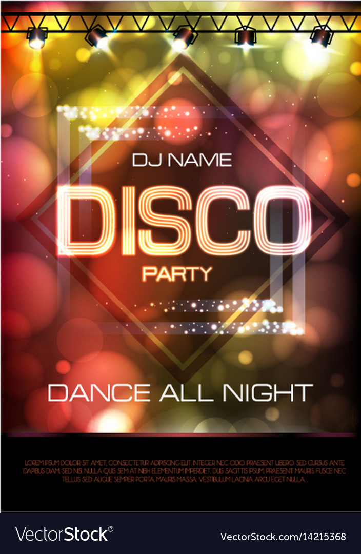 Neon sign disco party poster Royalty Free Vector Image