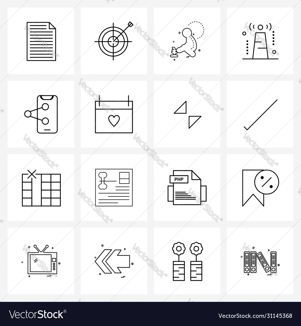 Set 16 simple line icons rating social
