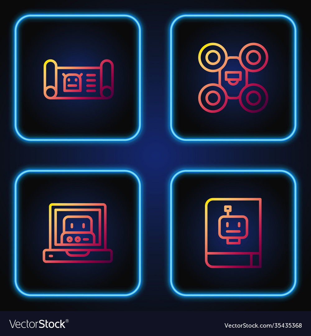 Set line user manual creating robot vector image Set line user manual creating robot