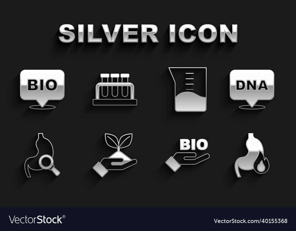 Set plant in hand dna symbol stomach heartburn