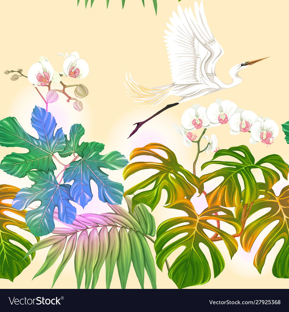 Tropical Bird & Orchid Pattern