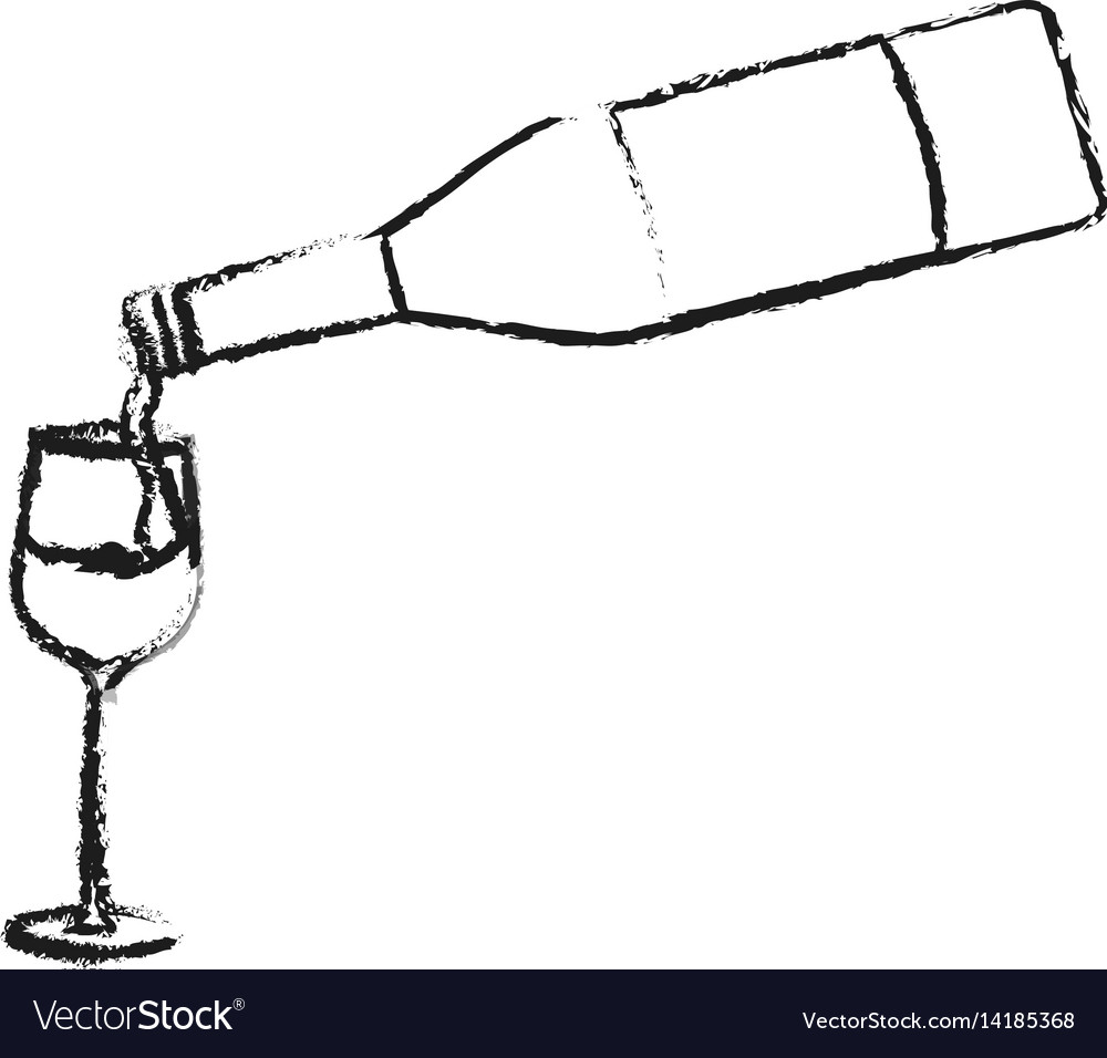 Wine bottle pouring on glass icon imag