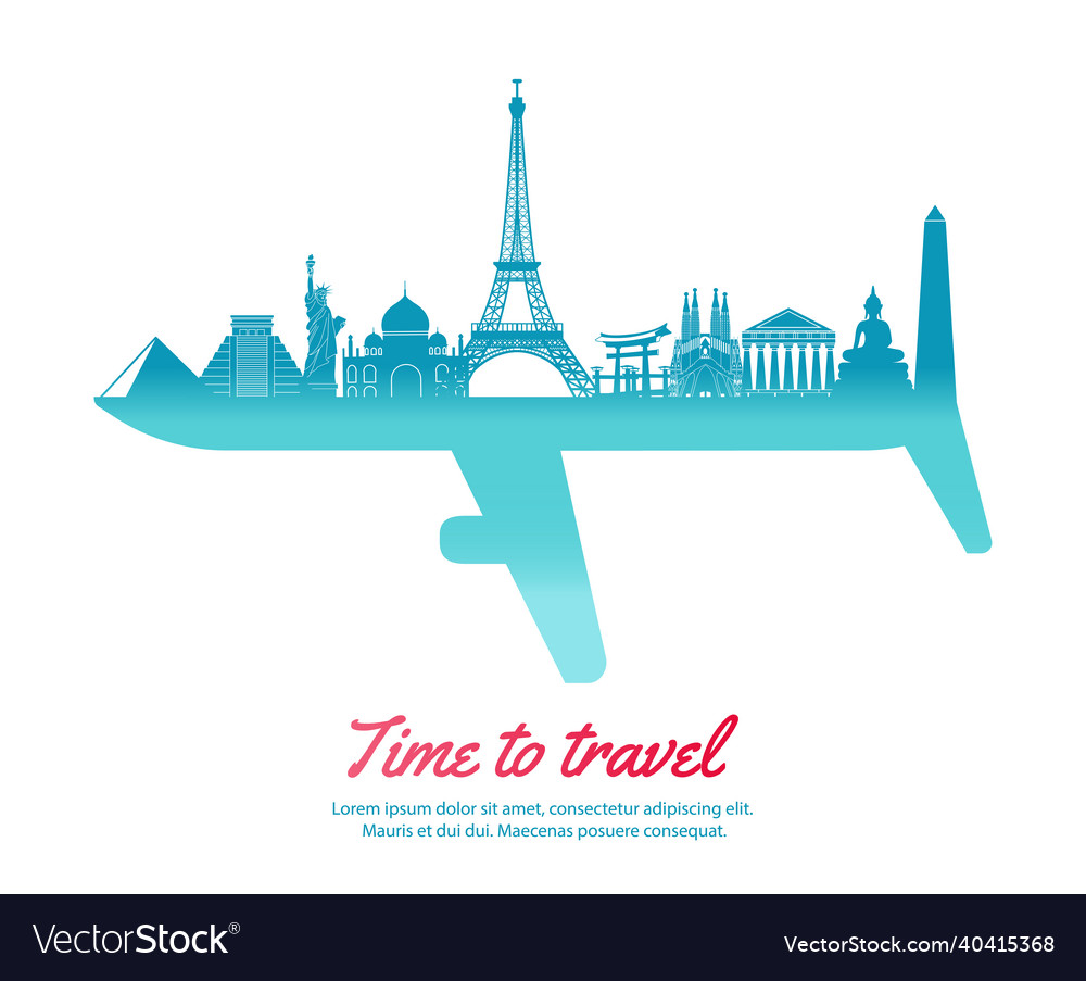 World landmarks and part of another side look vector image World landmarks and part of another side look