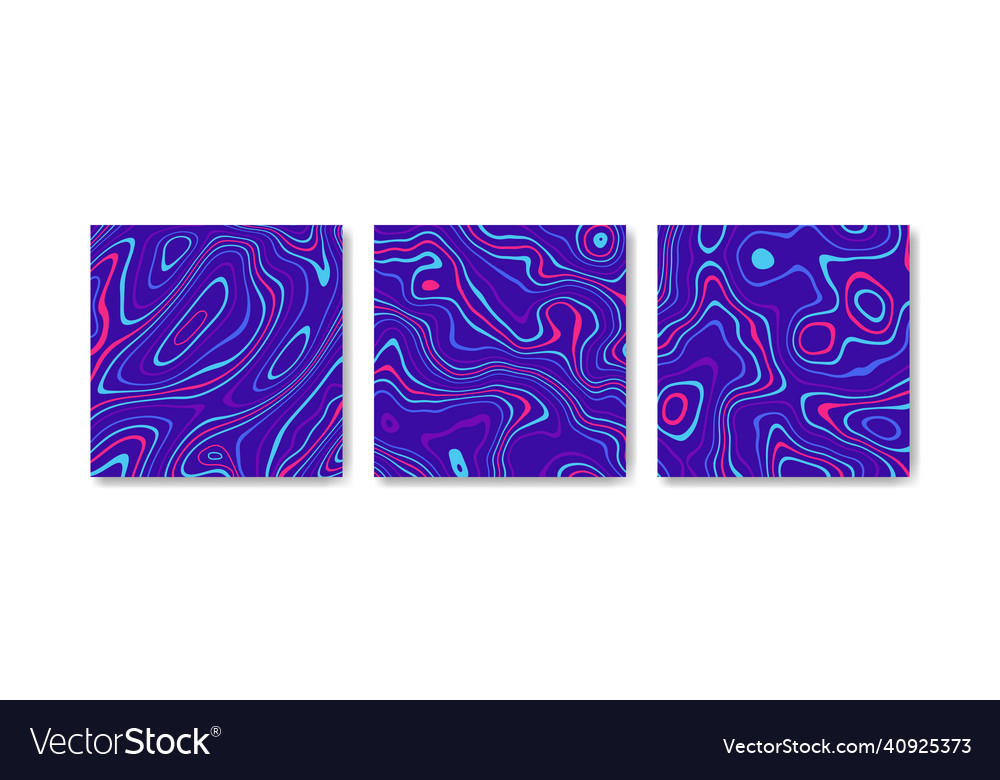 Abstract distorted colorful stripes background set