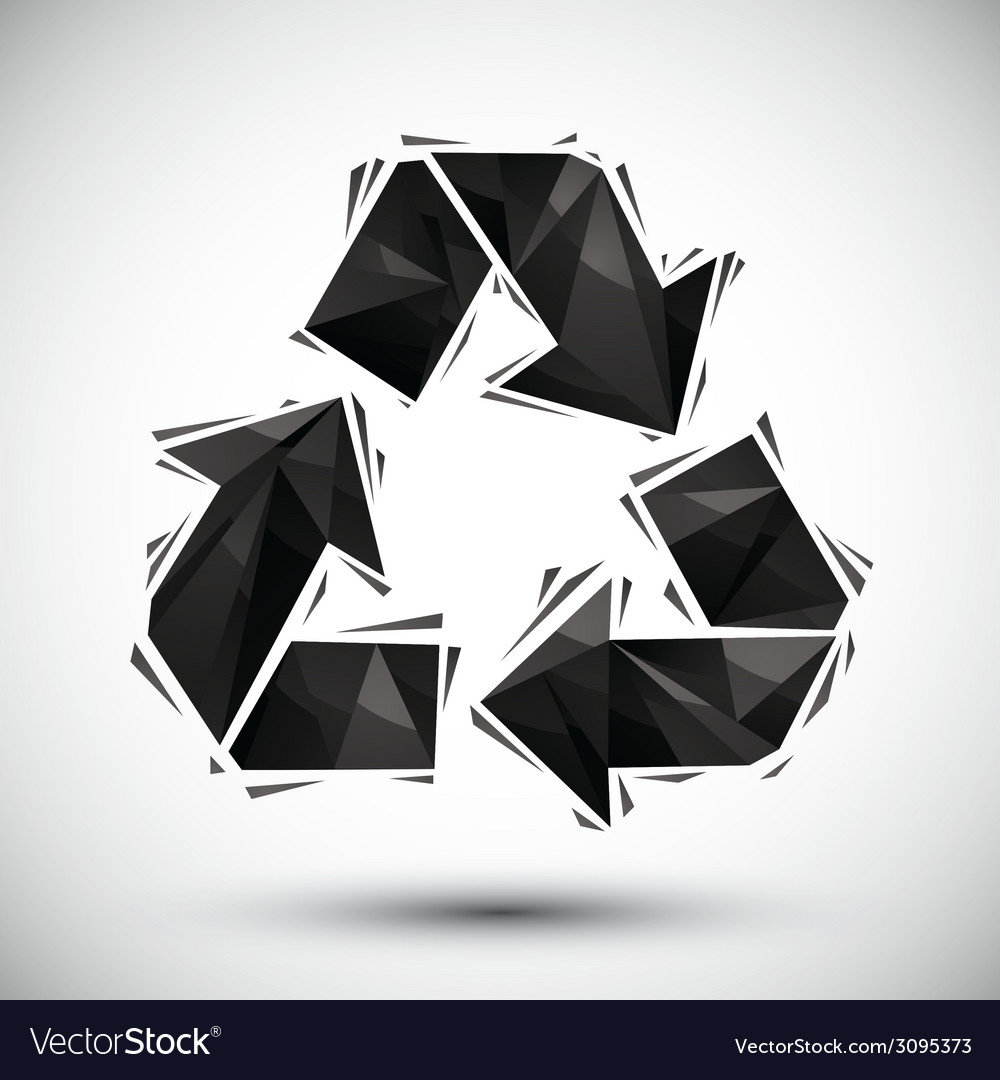 Black recycle geometric icon made in 3d modern