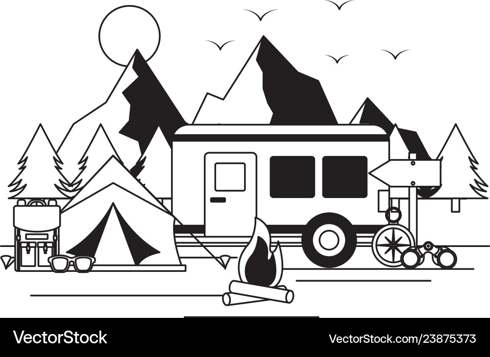 Camper trailer tent camping wanderlust image Vector Image