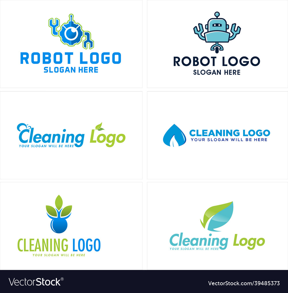 Cleaning maintenance service robot logo design Vector Image