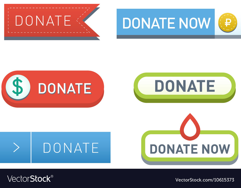 Donate buttons set Royalty Free Vector Image - VectorStock