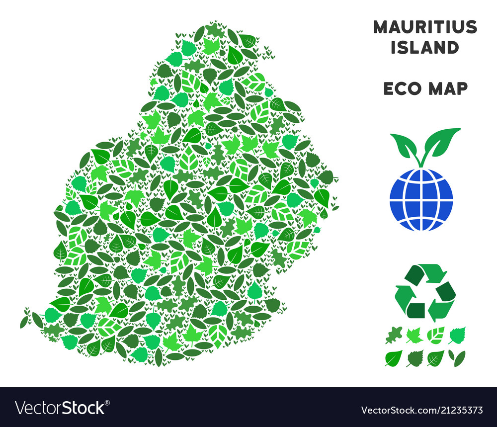 Grüne Mosaik mauritius Inselkarte