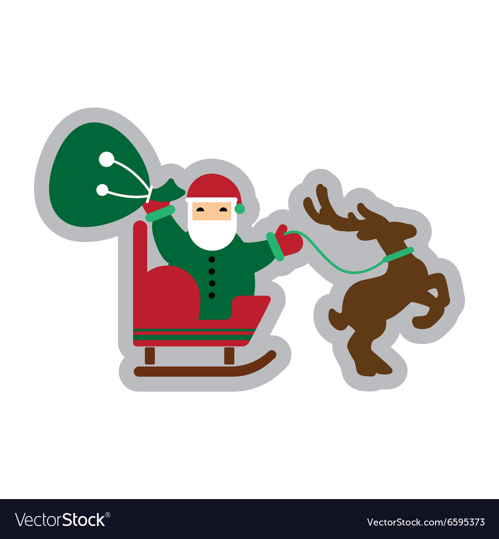 Flat icon with long shadow santa claus in sleigh Vector Image