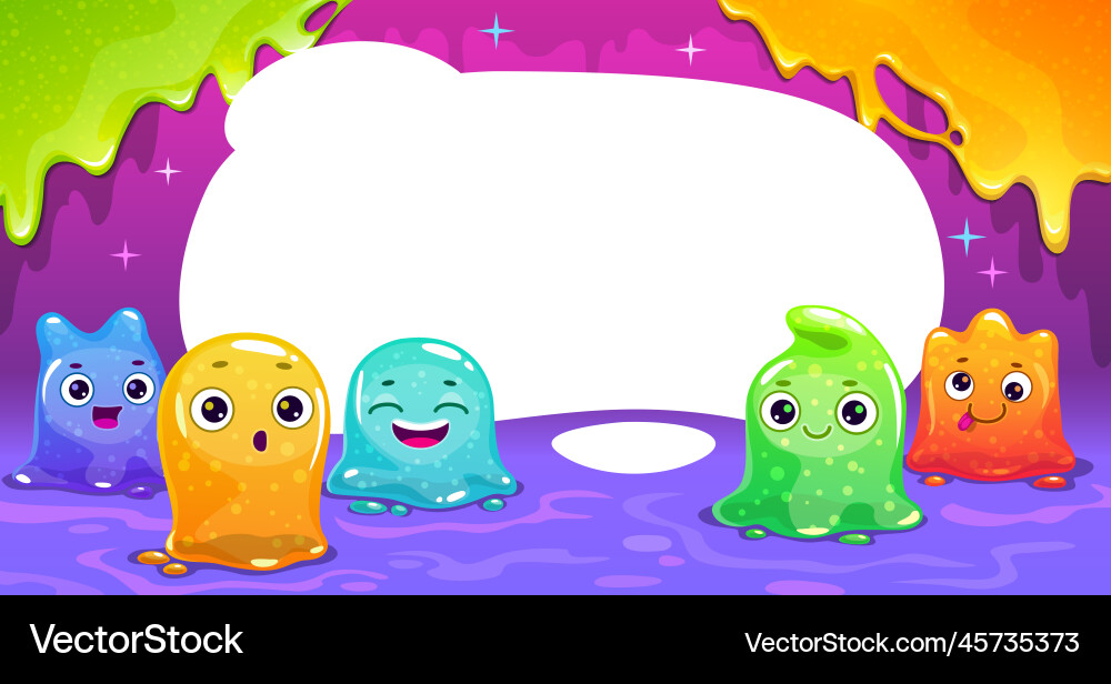 Funny banner with colorful tiny slime monsters Vector Image
