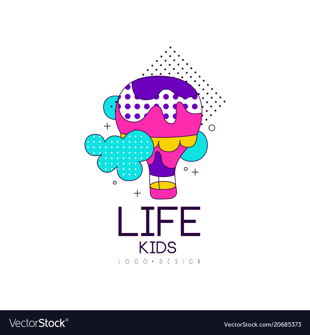 Kids life logo design bright label for club