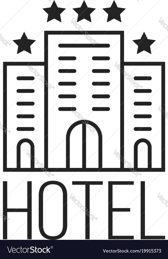 Linear simple icon of luxury hotel with stars