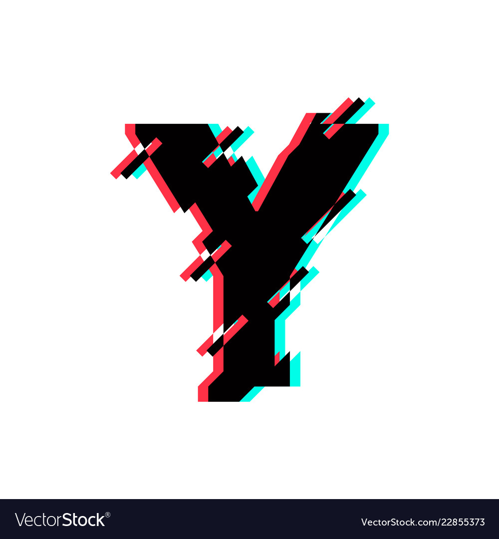 Logo letter w glitch distortion Royalty Free Vector Image