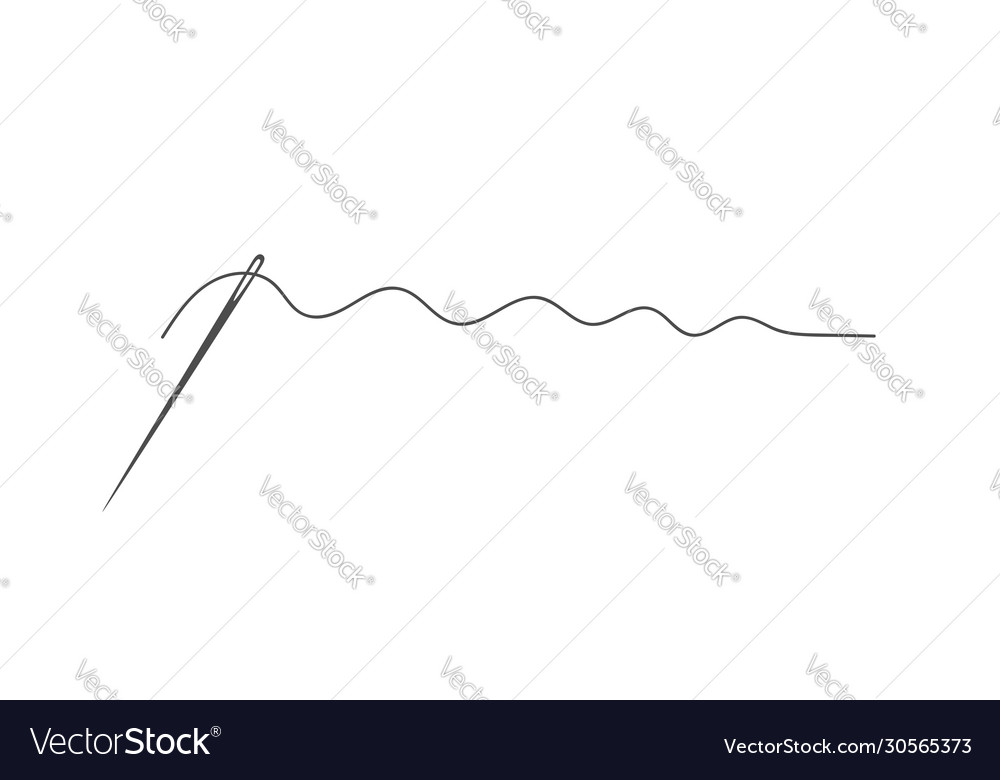 Needle and thread silhouette icon graphic