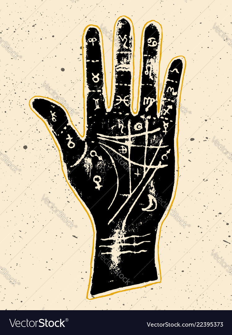 Palmistry hand on a white background vector image Palmistry hand on a white background