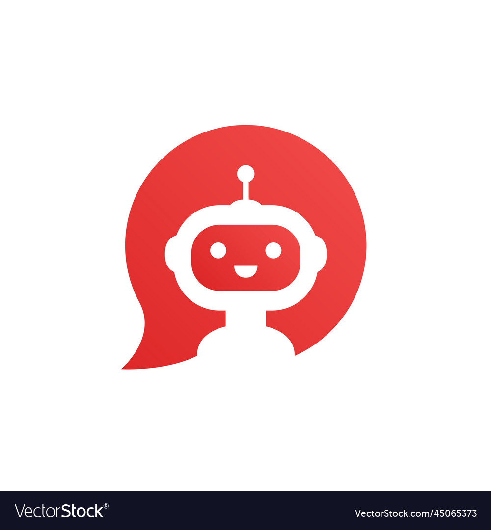 Robot in red speech bubble vector image Robot in red speech bubble