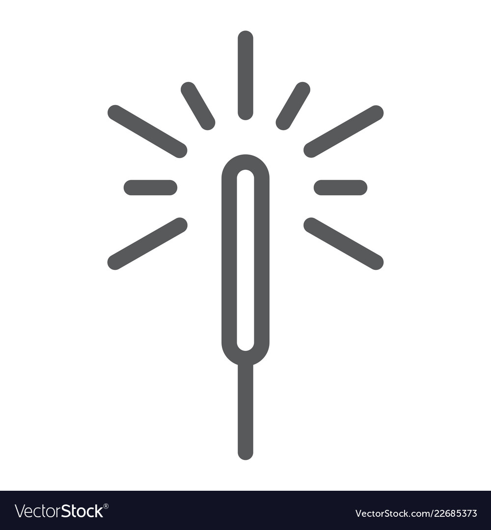Sparkler line icon flame and firecracker