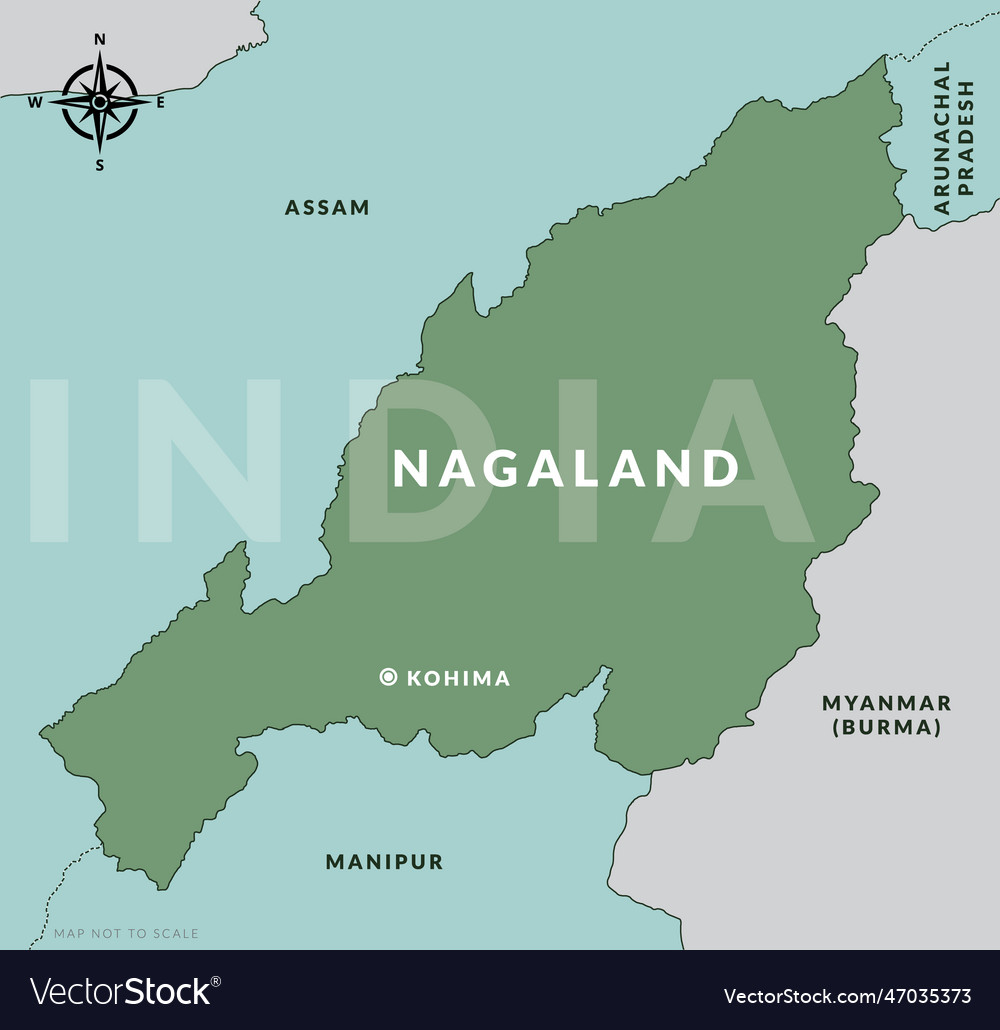 State of nagaland india with capital city kohima Vector Image