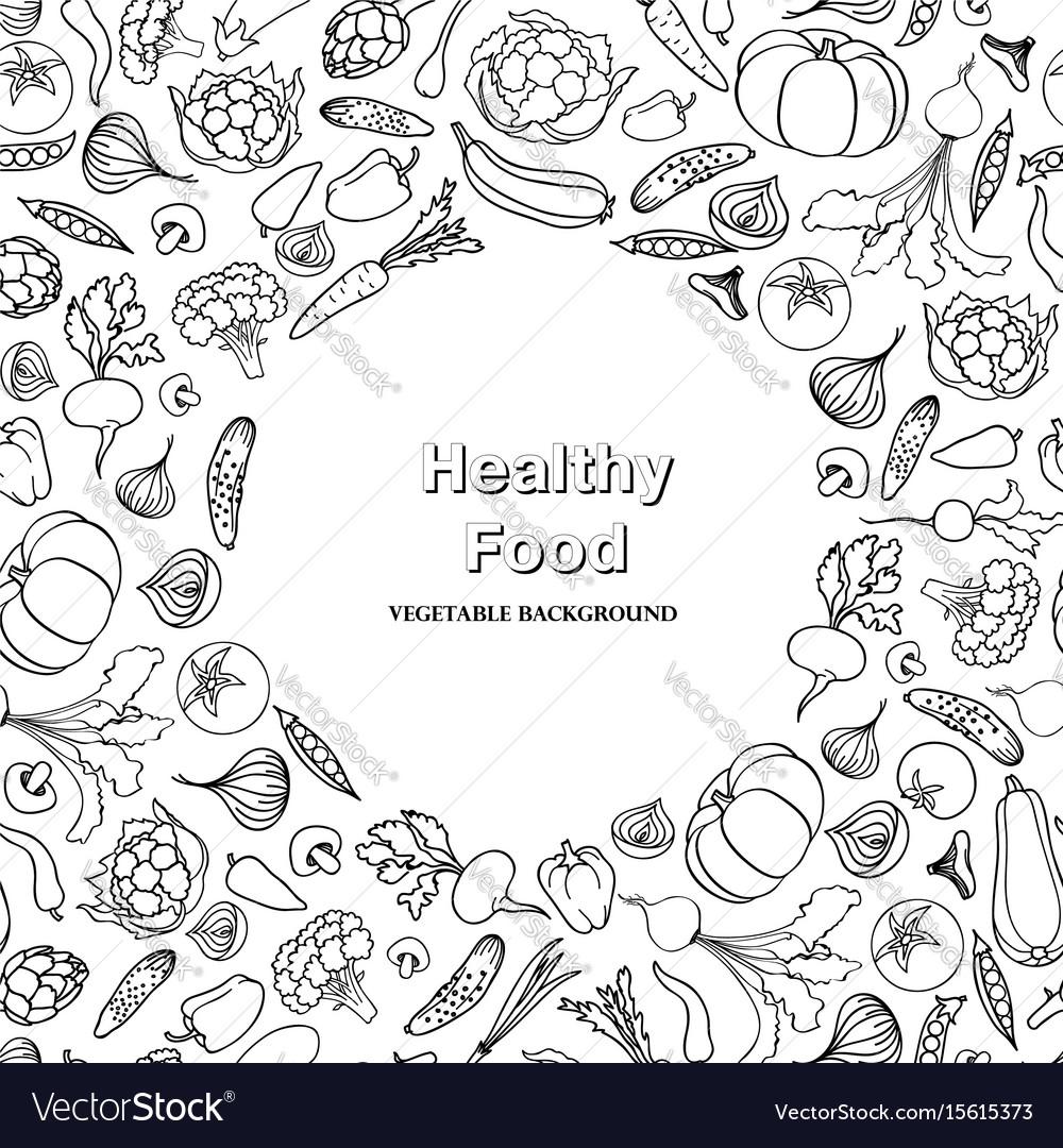 Vegetable background healthy food frame decor Vector Image