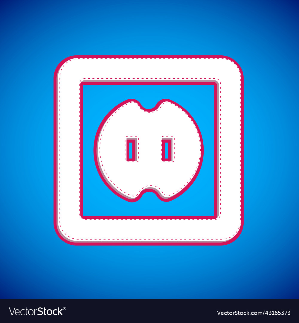 White electrical outlet icon isolated on blue Vector Image