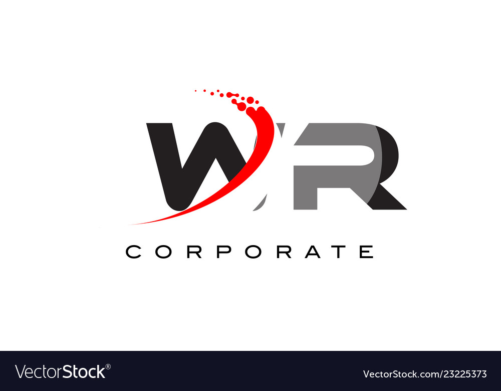 Wr modern letter logo design with swoosh Vector Image