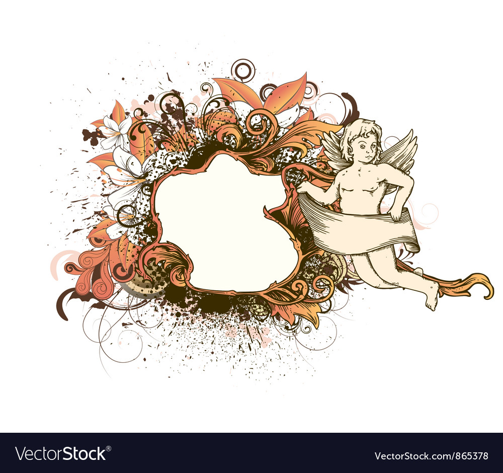Angel With Fl Frame Royalty Free Vector Image Angel With Fl Frame Vector Image