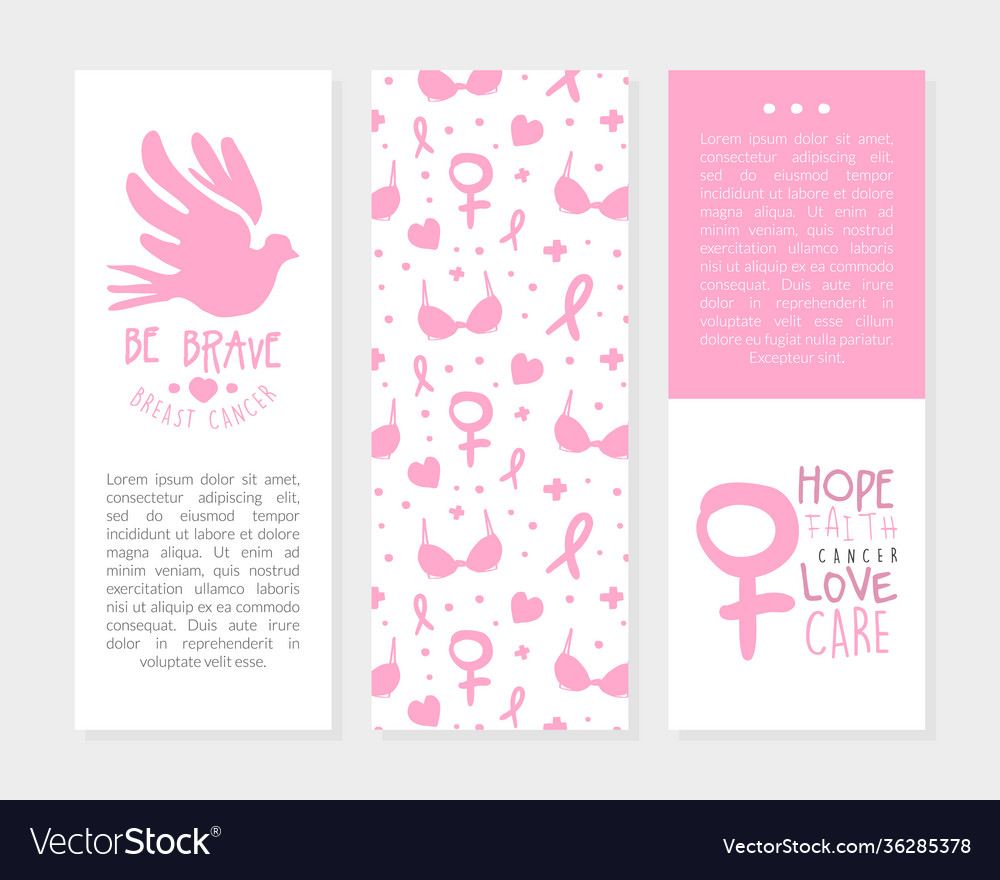 Be brave card templates set breast cancer banner