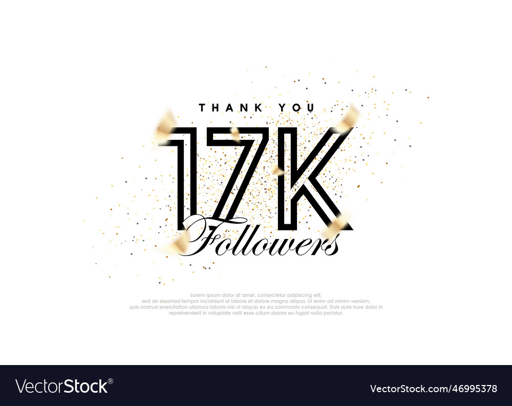 Black 17k followers number achievement Royalty Free Vector