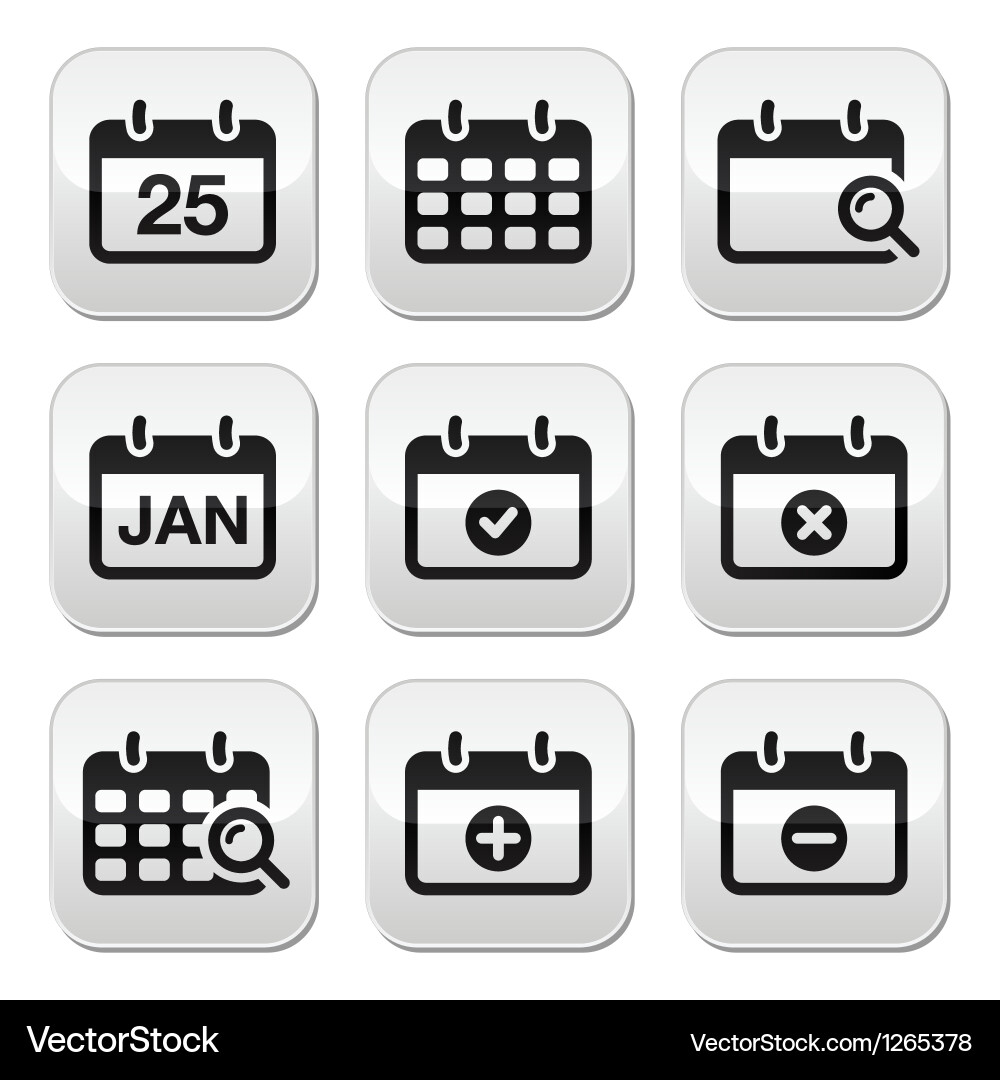 Calendar Date Buttons Set Royalty Free Vector Image Calendar Date Buttons Set Royalty Free Vector Image