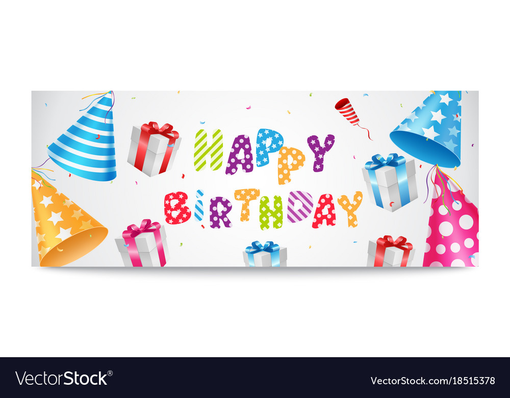 colorful happy birthday balloons banner for party vector image colorful happy birthday banner