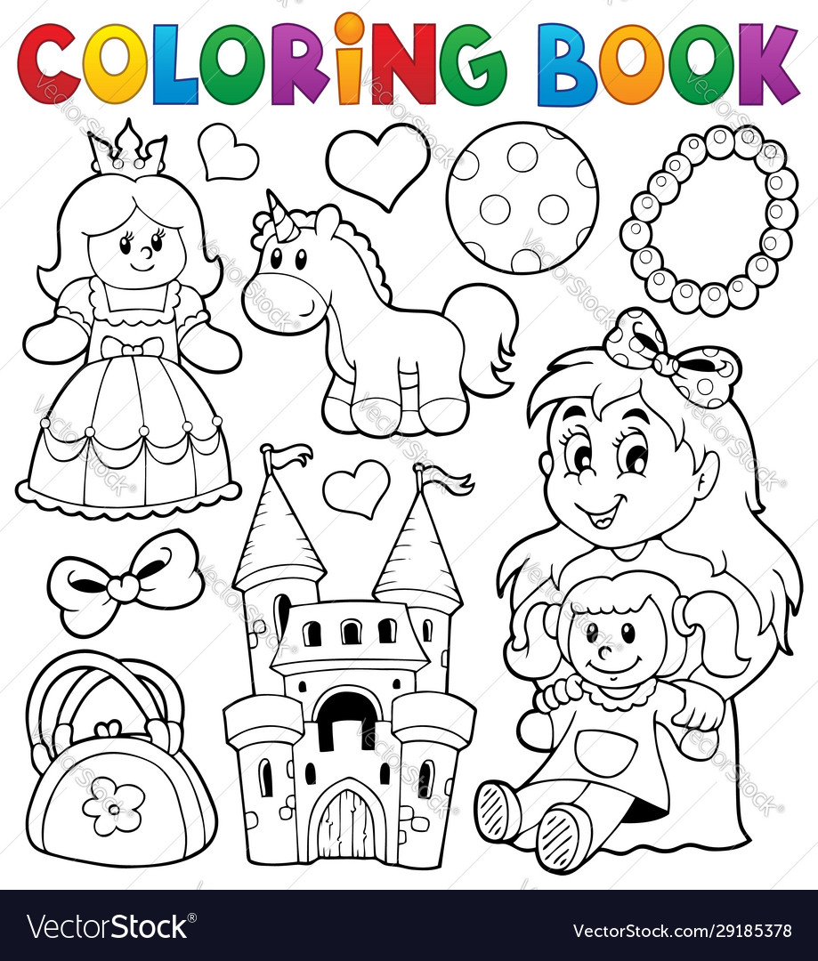 Coloring book with toys thematics 1 Royalty Free Vector