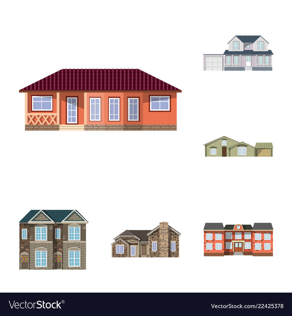 Isolated object of building and front symbol set vector image Isolated object of building and front symbol set