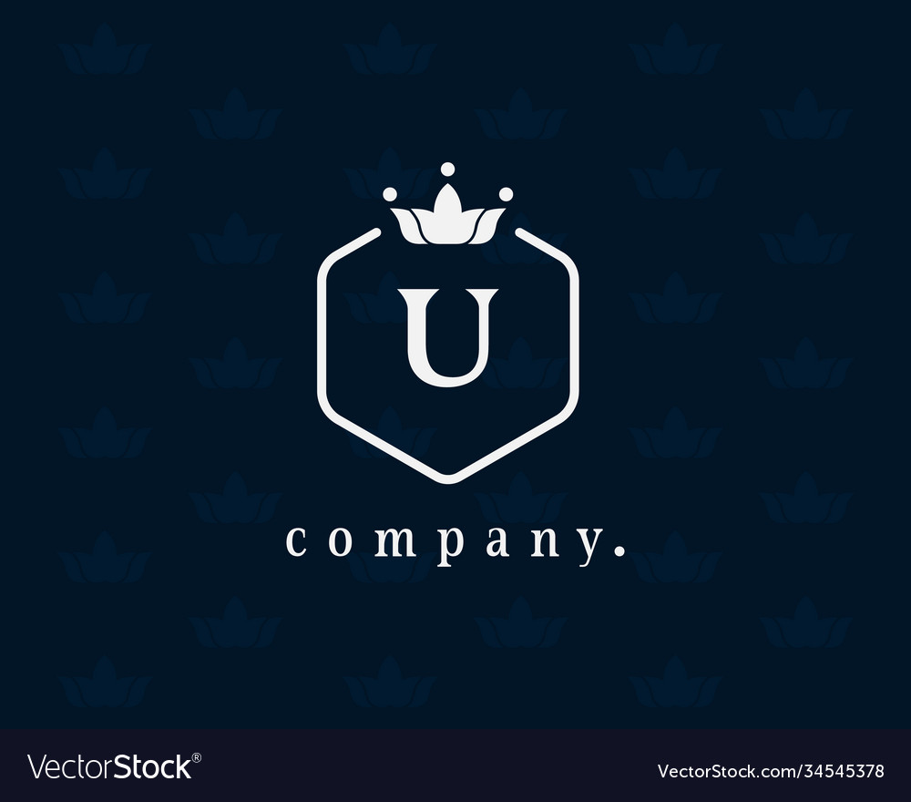 Letter U Luxury Crown Emblem And Logotypte Vector Image