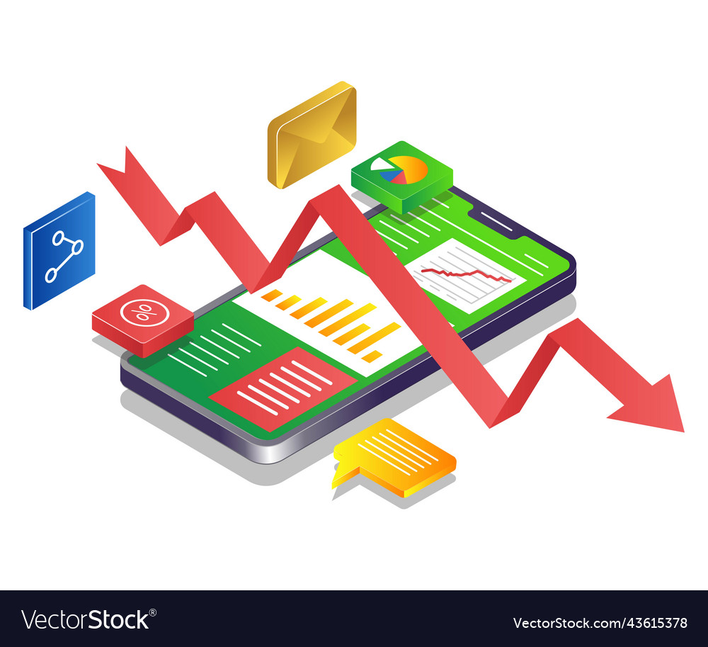 Professional data analysis with smartphone vector image Professional data analysis with smartphone