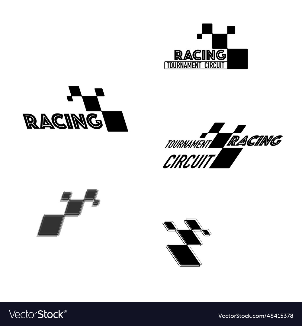 Racing black checkered abstract design elements Vector Image