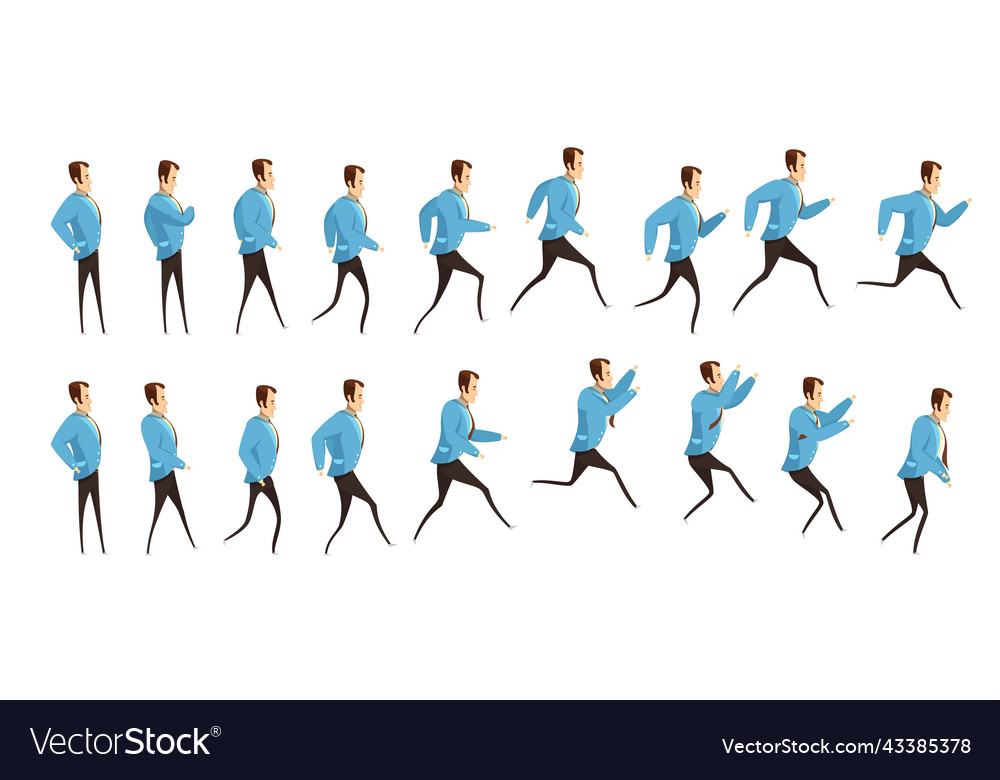 Running and jumping man animation Royalty Free Vector Image